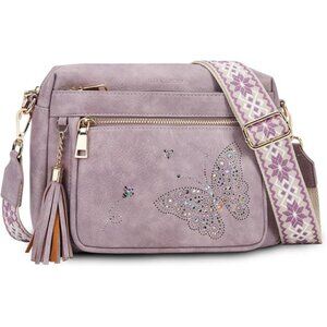 Purple Crossbody Bags Trendy Leather Crossbody Purse Shoulder Handbags for Women